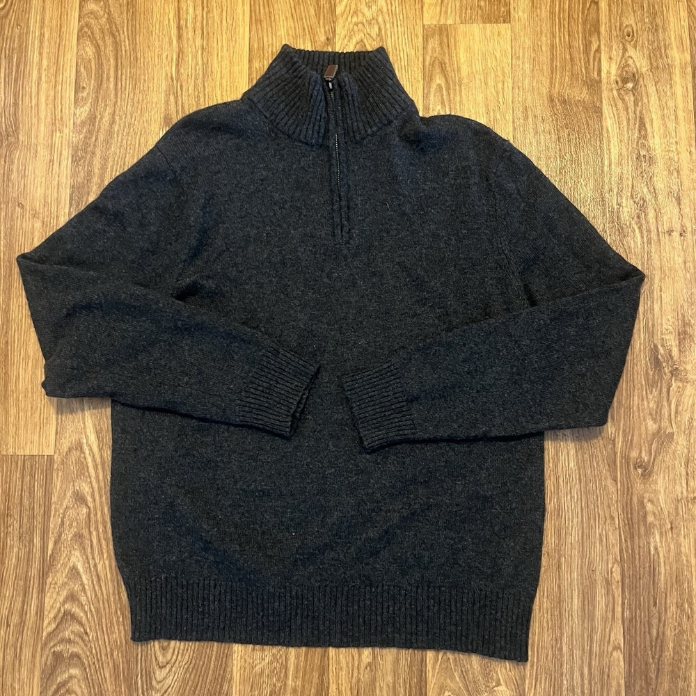 J.Crew Mercantile Sweater Men XL Dark Gray Lambs Wool‎ Nylon Blend Slim Preppy